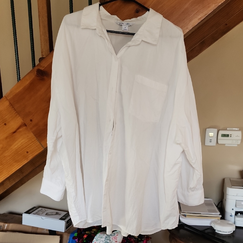 Old Navy Women's White Casual Button Down Shirt